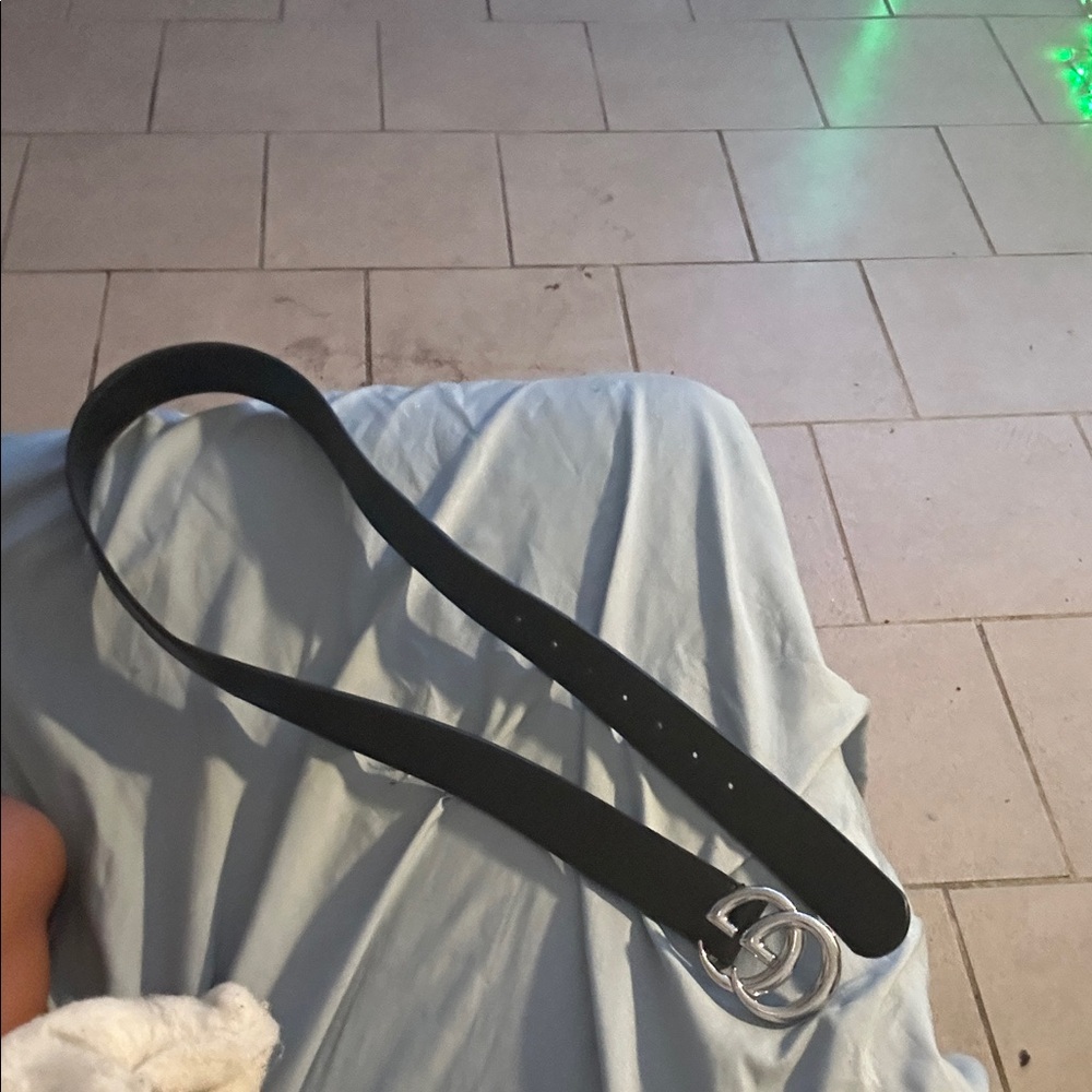 Gucci Black Belt with Silver GG Buckle